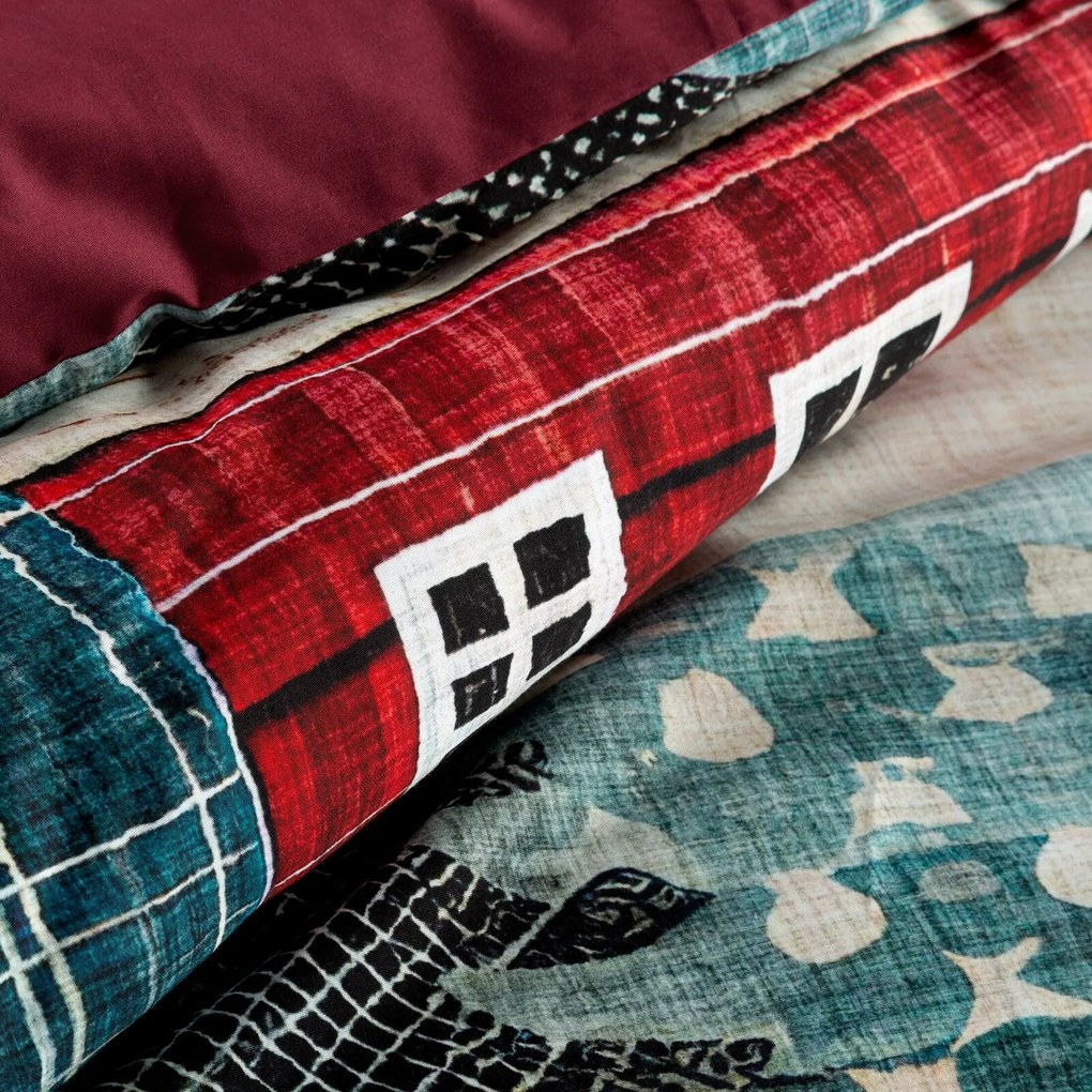 VIANOČNÉ SATÉNOVÉ OBLIEČKY NIKO 200X220 CM, 2 KS 70X80 CM VZOROVANÉ