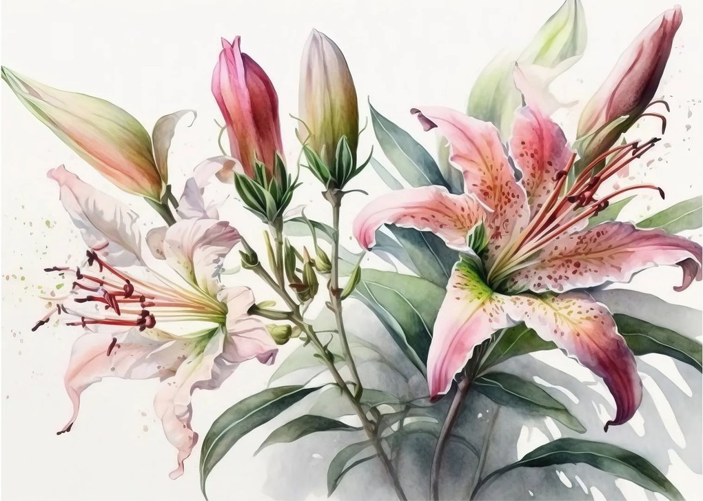 Obraz - Ľalia, ilustrácie (70x50 cm)