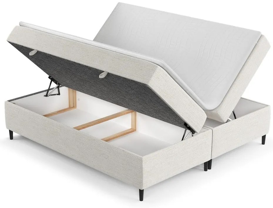 Krémovobiela boxspring posteľ s úložným priestorom 160x200 cm Araya – Maison de Rêve