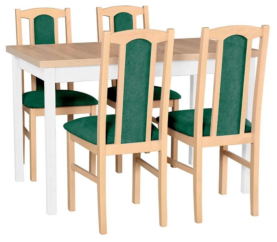 Rozkladací stôl so 4 stoličkami - AL02, Morenie: sonoma - L, Poťahové látky: 8 - Malmo New 95, Farby nožičiek: biela Mirjan24 5902928116205