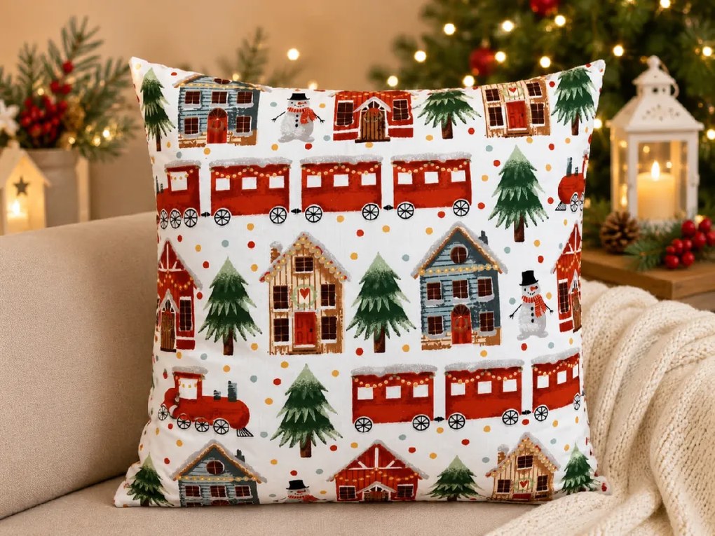 INTERMEDIC SK Vianočná obliečka na vankúš Vianočná Dedinka 40x40 cm