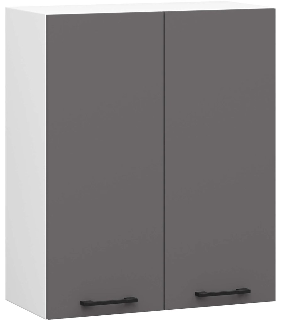 Závesná kuchynská skrinka OLIVIE 60x72 cm matná biela/matná grafitovo šedá