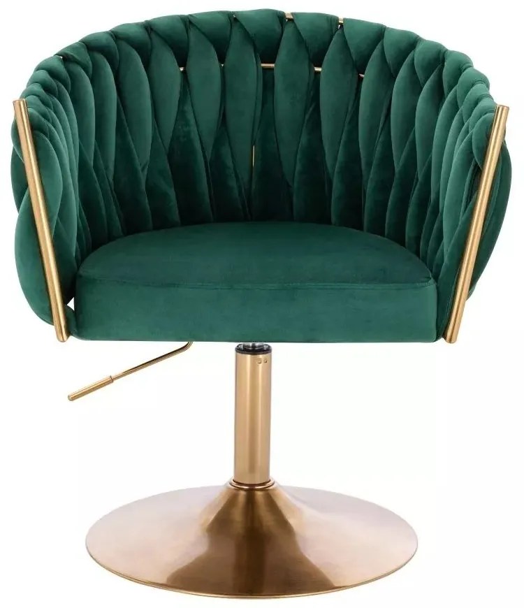 LuxuryForm DESIGN Stolička NORDEN VELUR na zlatom tanieri - zelená