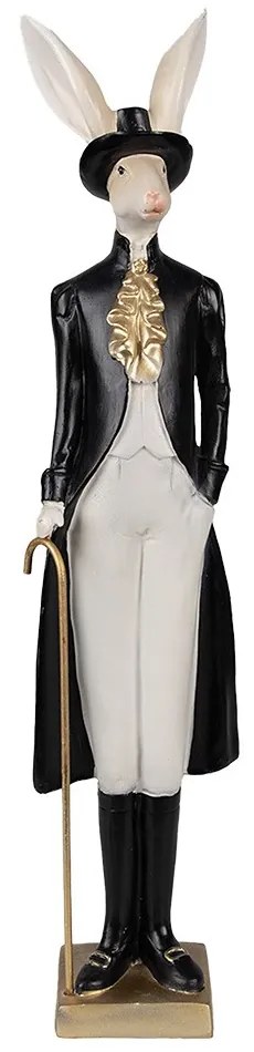Dekorácia zajačí elegán s paličkou vo fraku a klobúku - 9*7*40 cm