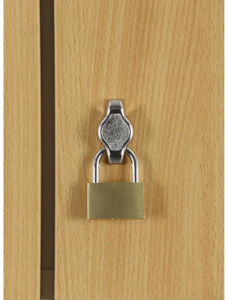 Šatníková skrinka S1 s úložnými boxmi, 3 boxy, 1850 x 300 x 500 mm, demont, otočný zámok, laminované dvere, buk