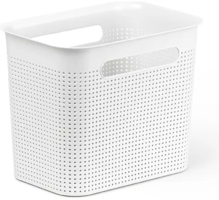 Úložný box s rúčkami BRISEN 7l, 26x18x21cm, biely S vekom / Bez veka: Bez veka