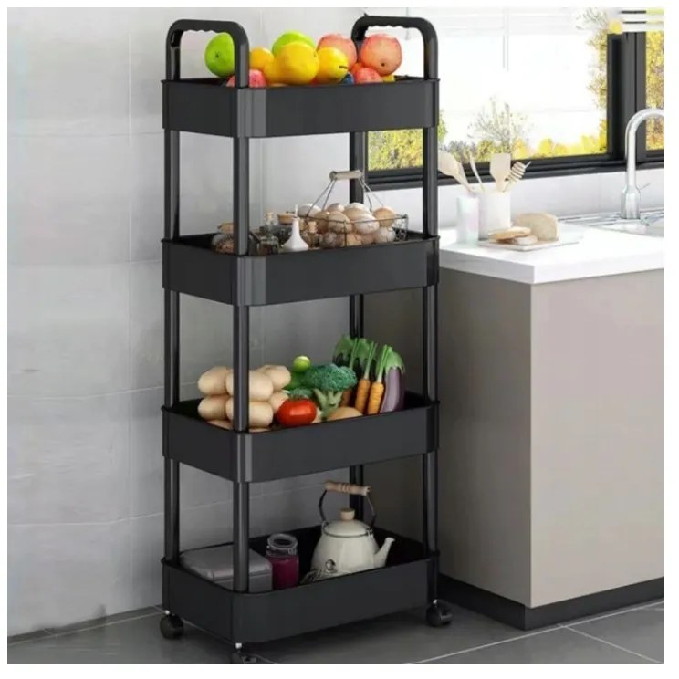 Regál na kolieskach POZIO 37x22x95 cm čierny