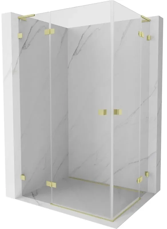 Mexen Lunar, L Duo výklopný sprchový kút 105 x 75 cm, 8mm číre sklo, zlatý matný profil, 834L-105L-075P-55-00