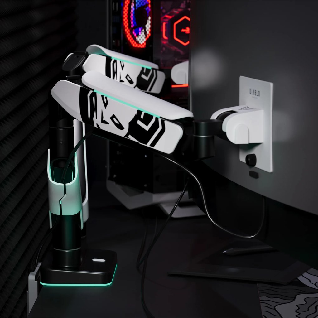 Držiak na dva monitory 35" RGB, bielo-čierny: Diablo X-Arm Dual