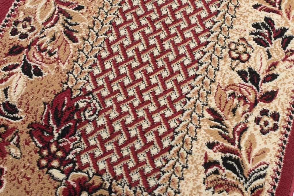 TA Koberec 7192B TMAVO BÉŽOVÁ ATLAS PP ČERVENÁ Rozmer: 70x200 cm