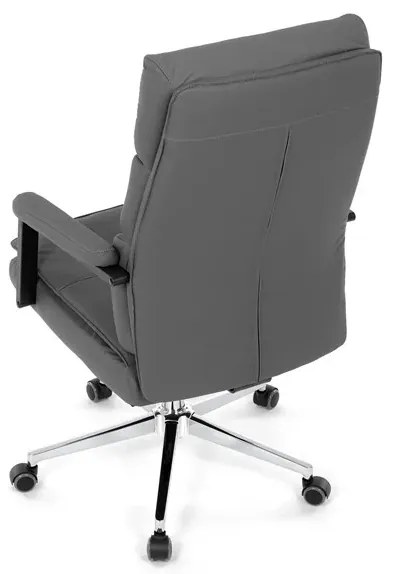 Židle kancelářská, šedá ekokůže, kříž kov chromový, houpací mechanismus, čalouněné područky