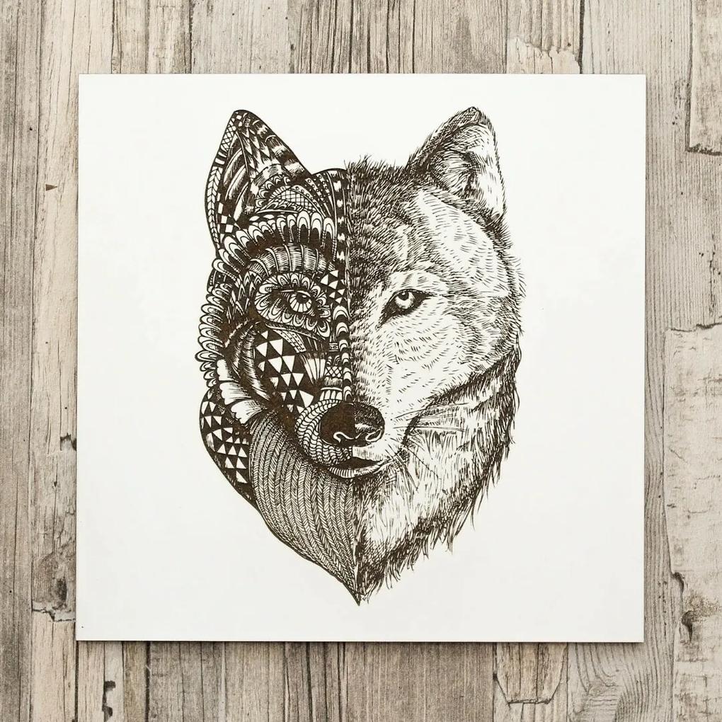 DUBLEZ | 3D drevený gravírovaný obraz na stenu - Vlk