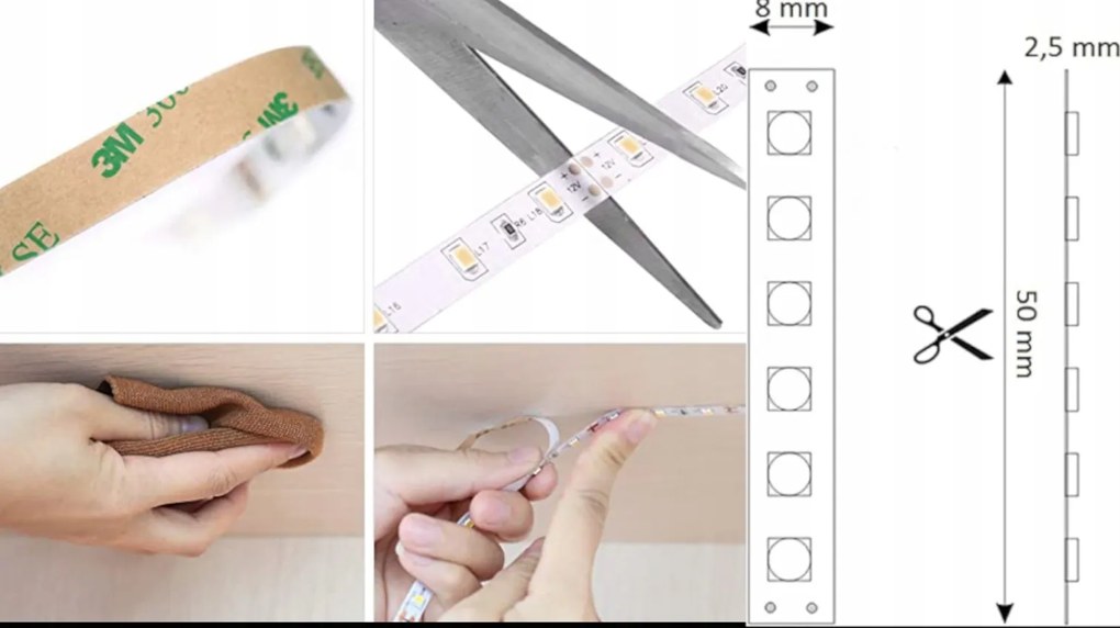 ECOLIGHT LED pásik 9,6 W/m studená farba 6500 K 600 lm/m 12 V DC IP20 1 m