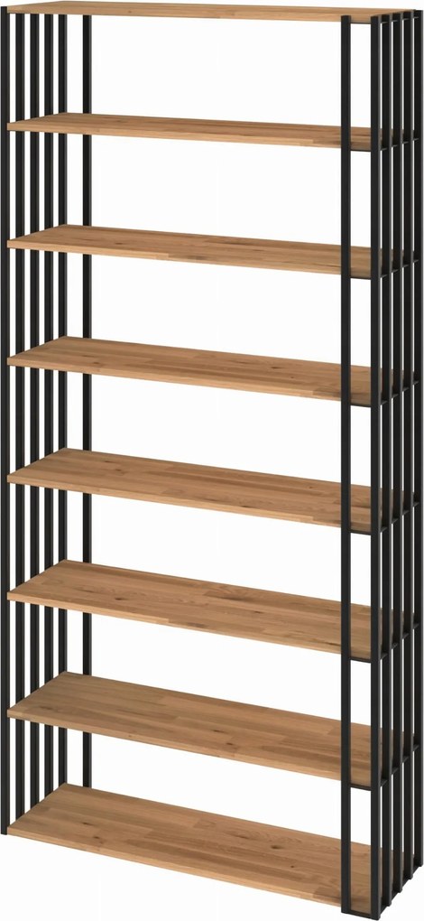 Regál na knihy z kovu a dubového dreva Malaga Loft 212x104x30 cm D8