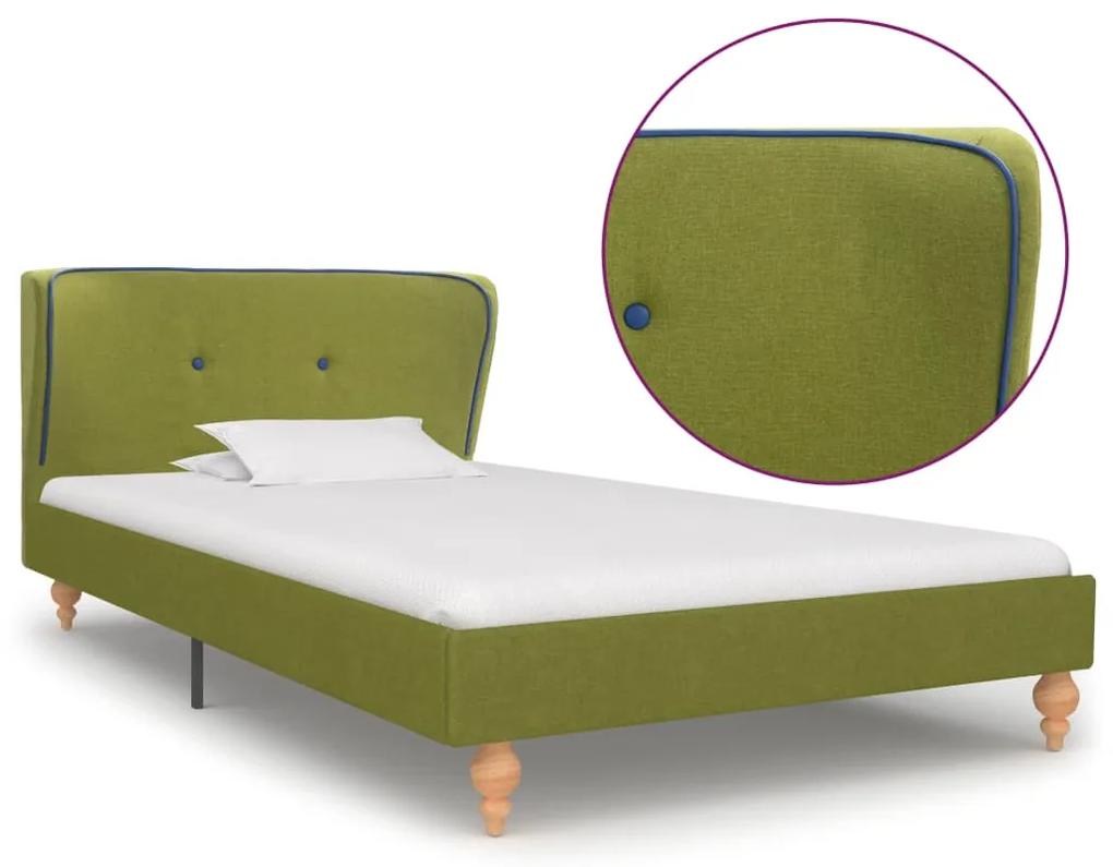 vidaXL Rám postele zelený látkový 90x200 cm