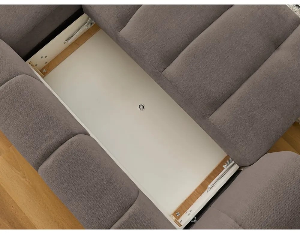 Taupe rozkladacia/s úložným priestorom rohová pohovka (pravý roh/s leňoškou) Fuji – Bobochic Paris