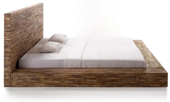furniture-nabytek.cz - Masívna posteľ z mangového dreva, pruhovaná, lakovaná, hnedá