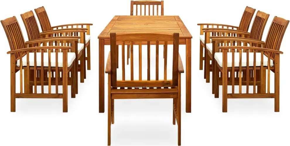 vidaXL 9-dielna sada záhradného nábytku s vankúšmi, akáciové drevo