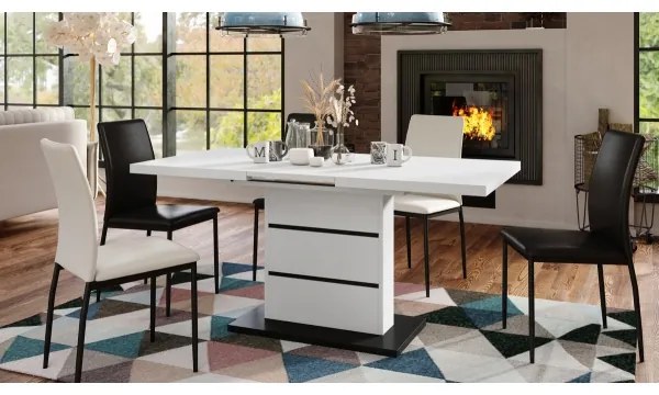Rozkladací jedálenský stôl PAOLO biela/čierna