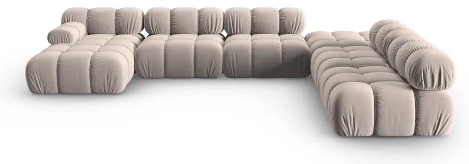 Svetlohnedá zamatová modulárna rohová pohovka (pravý roh/do tvaru "U") Bellis – Micadoni