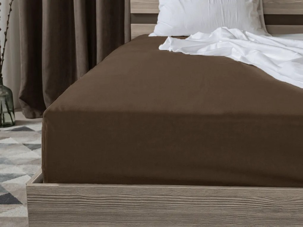 Jersey plachta s lycrou tmavohnedá 180 x 200 cm