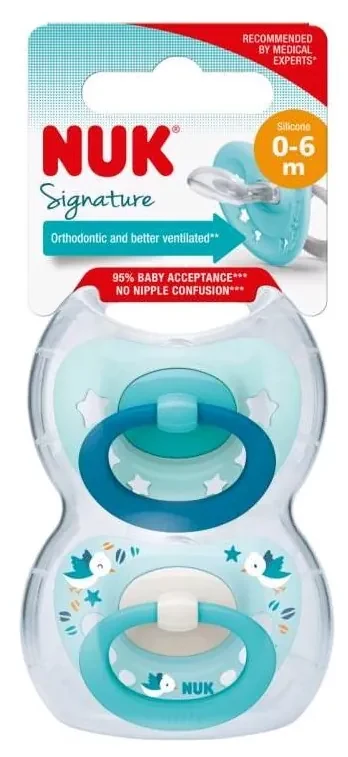 Dojčenský cumlík NUK Signature 0-6m 2ks chlapec