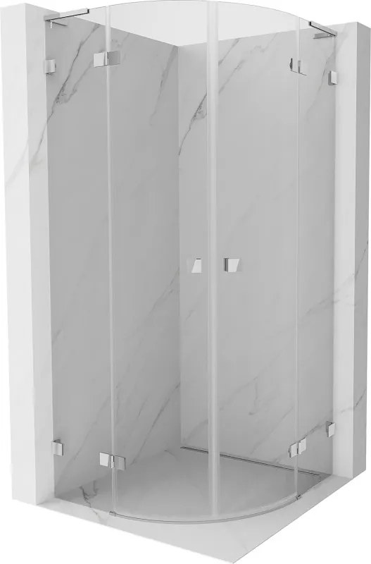 Mexen Lunar, L polkruhový výklopný sprchový kút 90 x 90 cm, 8mm číre sklo, chrómový profil, 833L-090L-090P-01-00