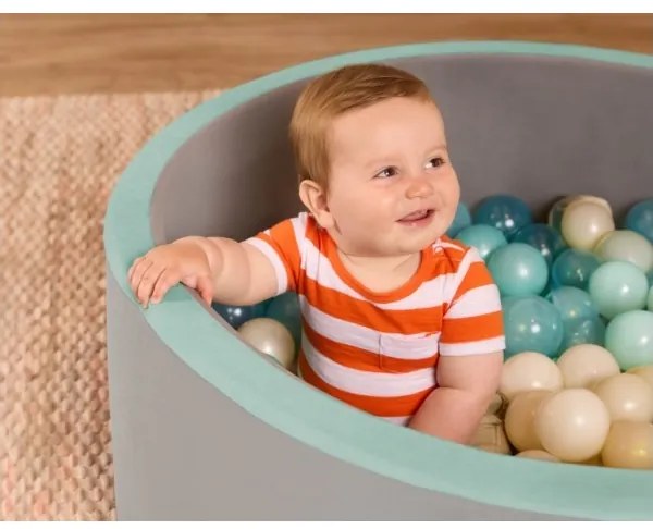 B-Toys - Detský suchý bazén s loptičkami pr. 89 cm šedá/tyrkysová