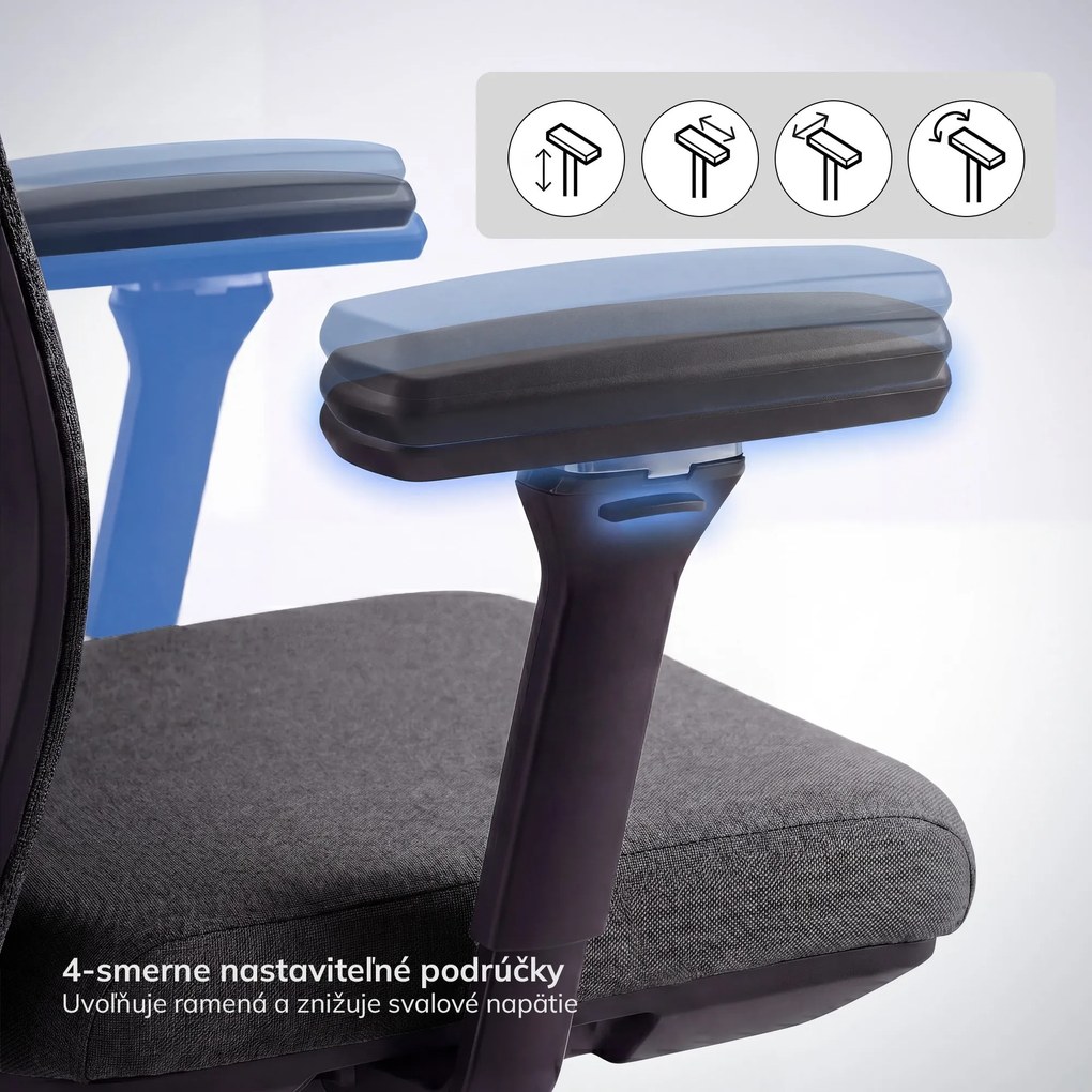 Ergonomická otočná kancelárska stolička, tmavošedá: VECTOR