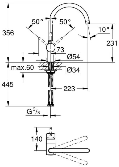 GROHE 32917KS0 - Drezová batéria A DN 15 čierna