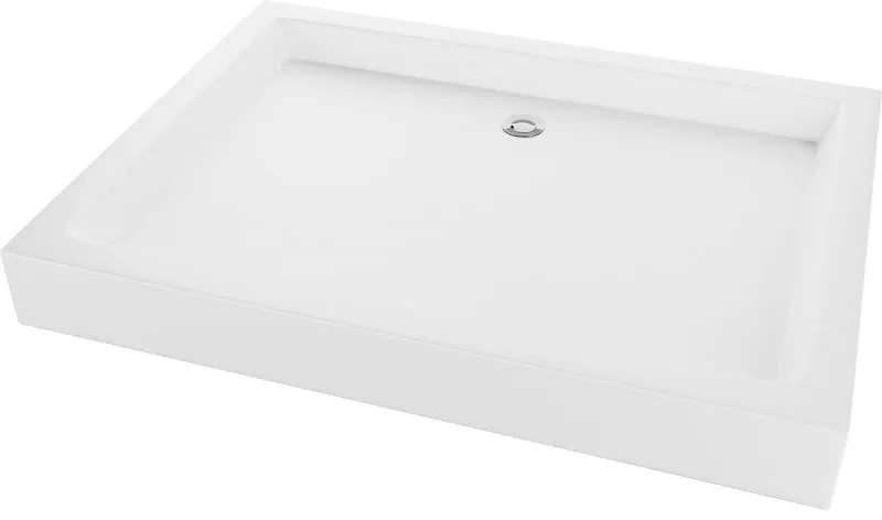 Mexen Rio, obdĺžniková sprchová vanička 100x80x14 cm + chrómový sifón, biela, 45108010