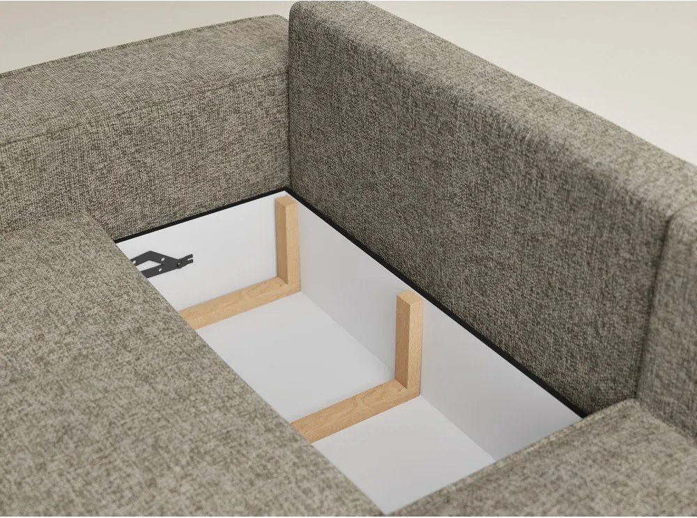 Hnedá ženilková rozkladacia/s úložným priestorom rohová pohovka (pravý roh/do L) Tonga – Maison de Rêve