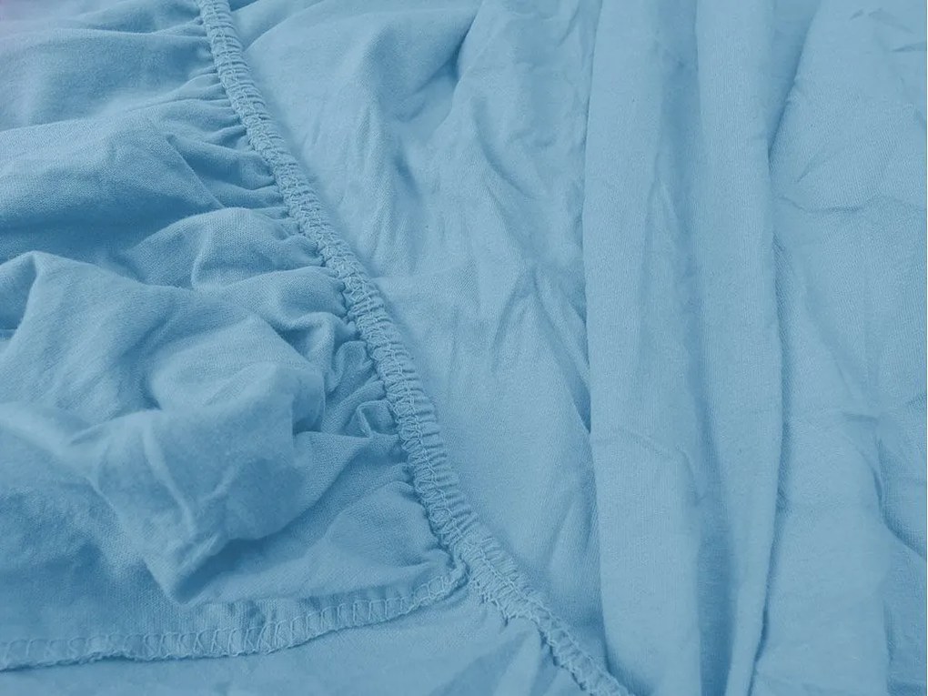 Bavlnené obliečky KOMETA tmavomodré + plachta jersey EXCLUSIVE 90x200 cm svetlomodrá