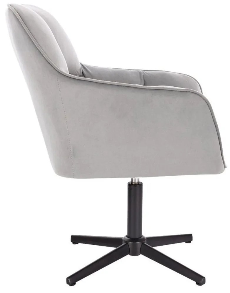 LuxuryForm DESIGN Kreslo AMALFI VELUR na čiernom kríži - svetlosivé