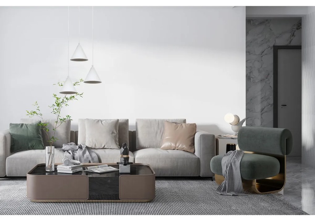 Závesné svietidlo Soho, 3x biele kovové tienidlo, (fi 14cm), o