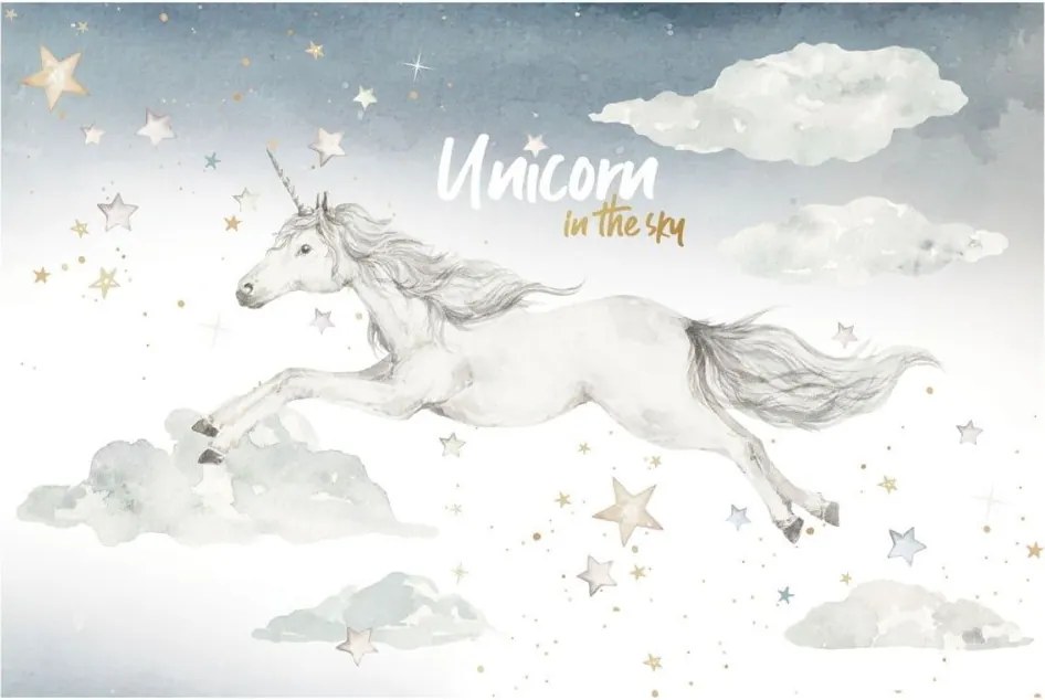 Samolepka do detskej izby Jednorožec na oblohe S