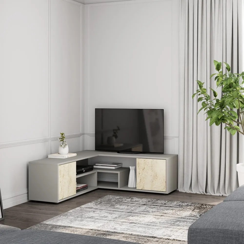 Sivý TV stolík 125x40x120 cm Rosa – Kalune Design