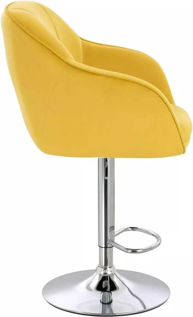 LuxuryForm DESIGN Barová stolička AVOLA VELUR na striebornom tanieri - žltá