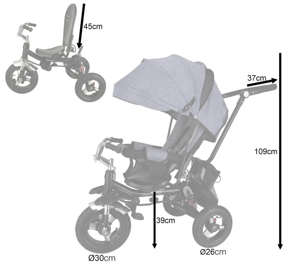 IKO Detská trojkolka Trike Fix V3 PRO – sivá