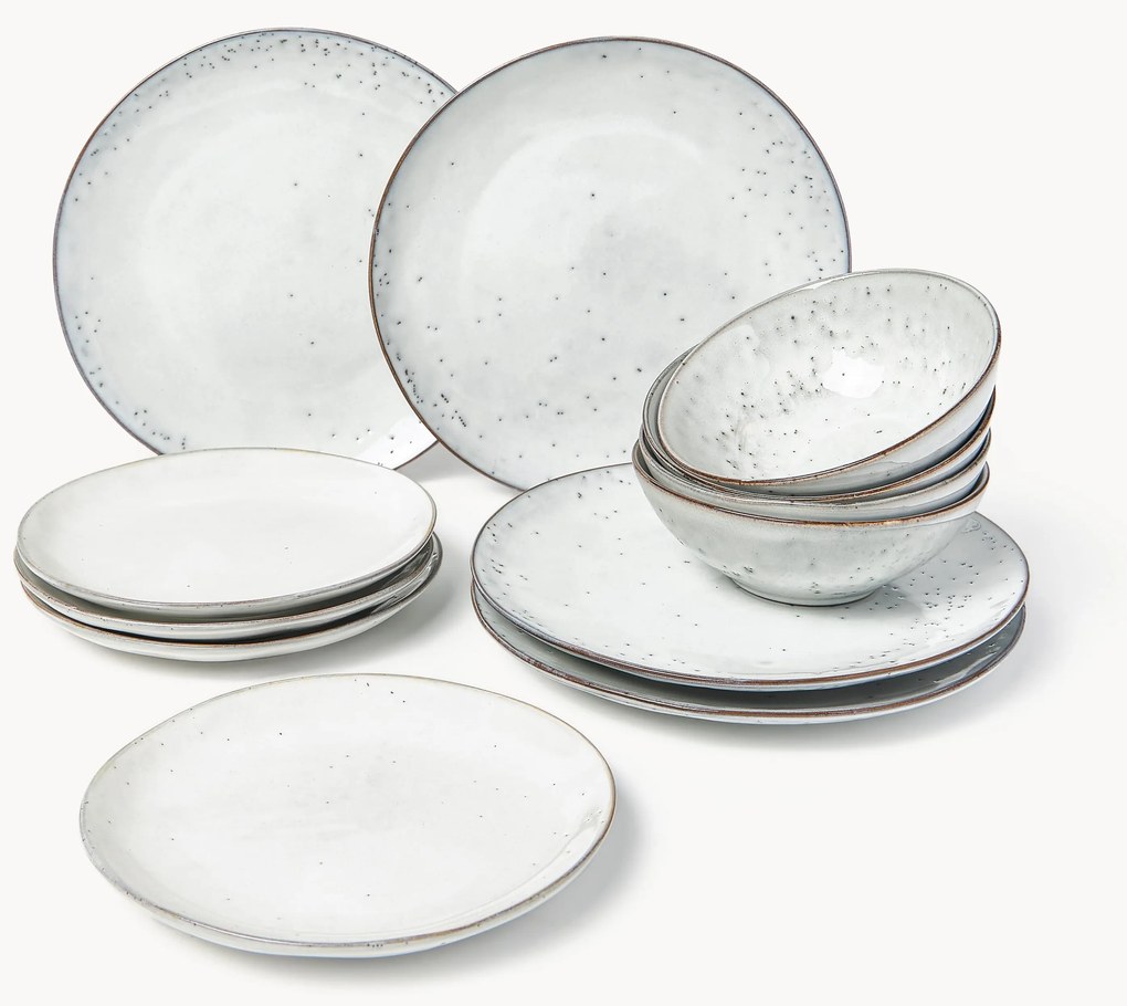 Ručne vyrobená súprava riadu Nordic Sand, 12 ks