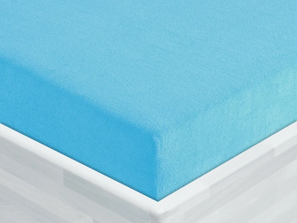 Detské froté napínacie prestieradlo do postieľky FR-017 Azúrovo modré 70 x 140 x 10 cm - do postieľky