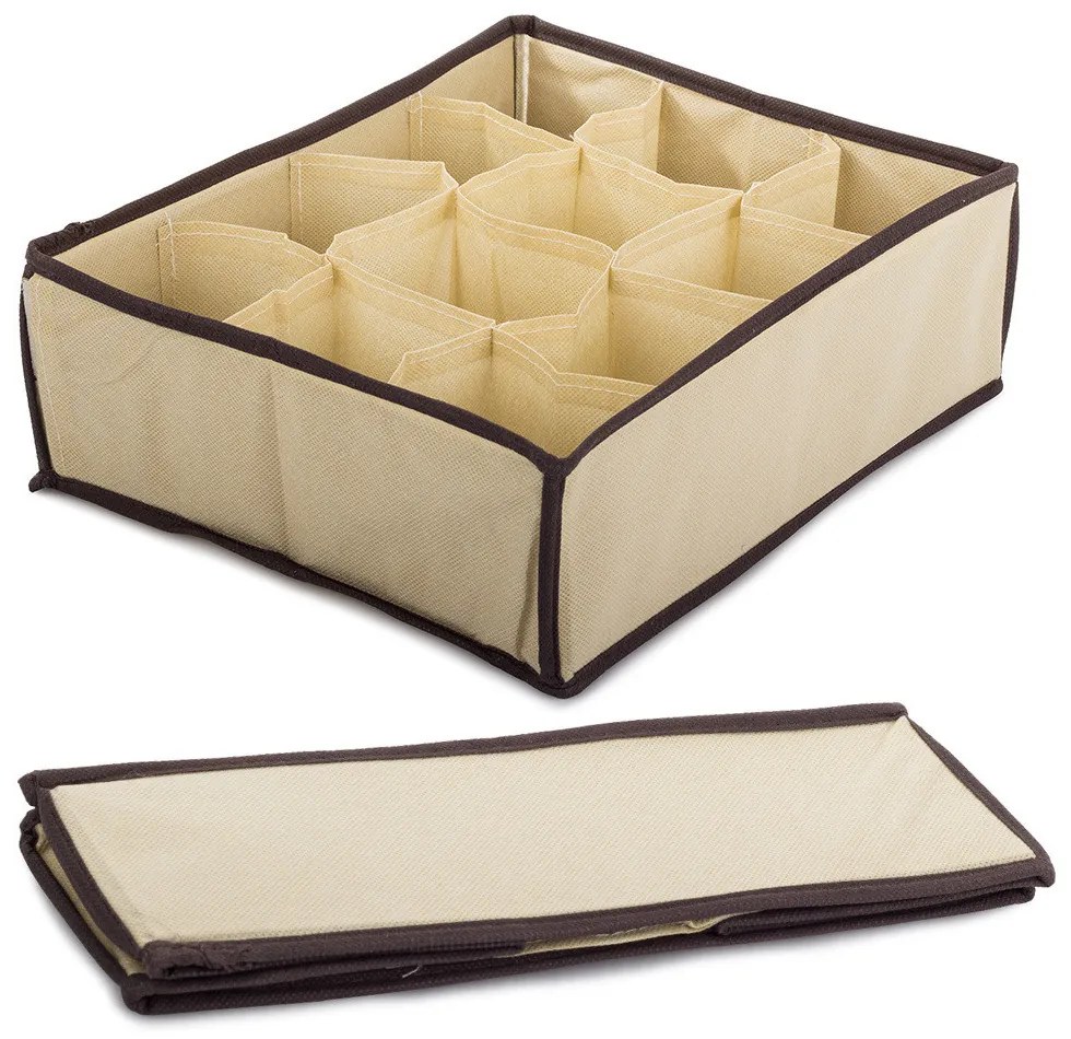 VERK GROUP Organizér na spodní prádlo, KIPIT, 24 přihrádek, béžový,  34 x 30 x 10 cm