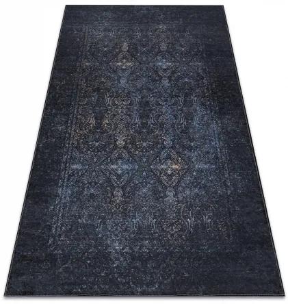ANDRE prateľný koberec Ornament, čierno-modrý, rozmer 160x220 cm
