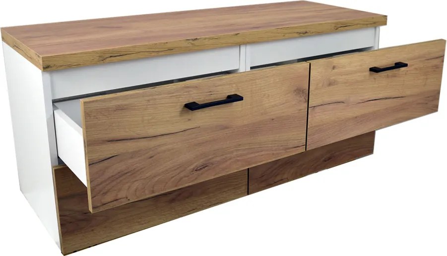 Comodo Kúpeľňová skrinka pod doskové umývadlo Agria W 120-HD - biela/zlatý dub