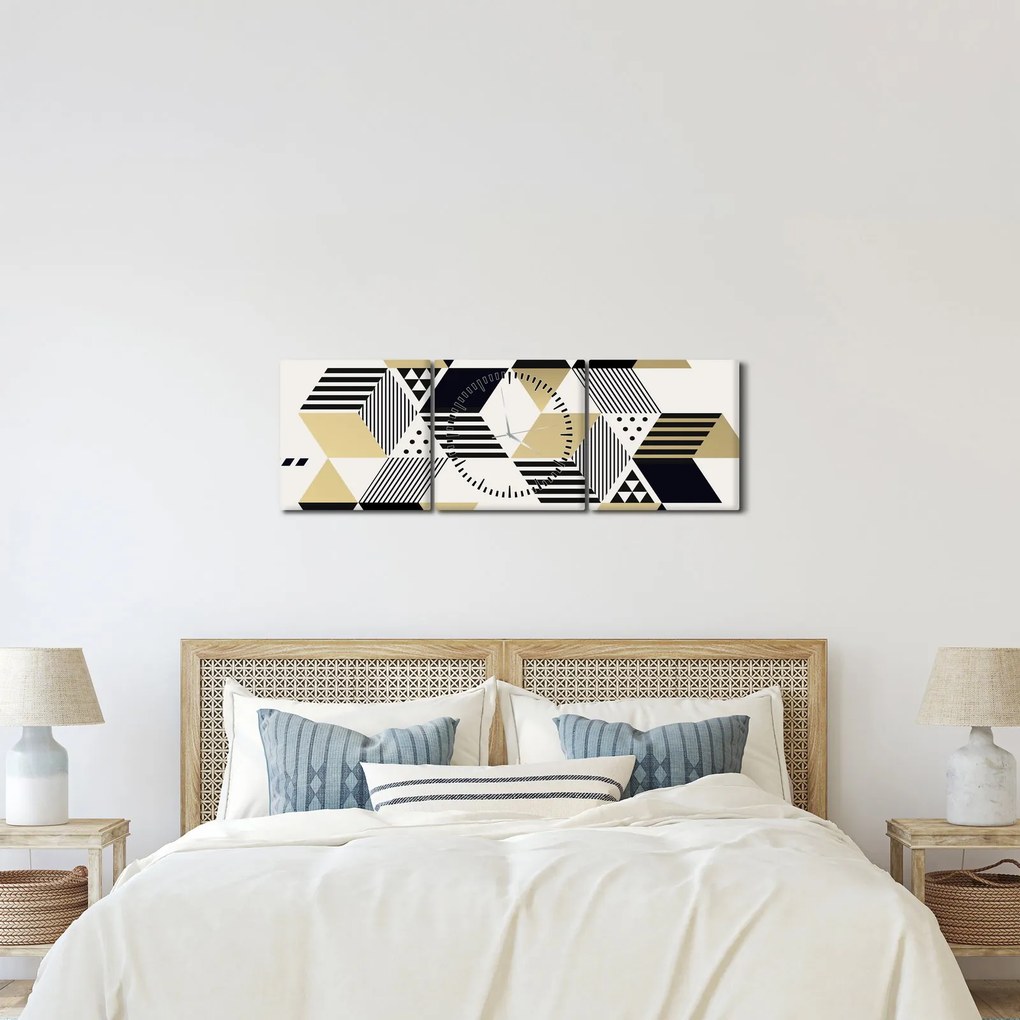 Obraz - Geometrické tvary N⁰1 (s hodinami) (90x30 cm)