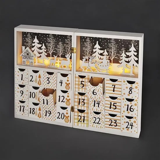 Solight LED drevený adventný kalendár kniha 1V244