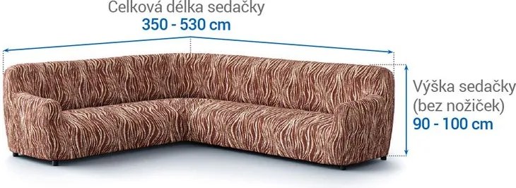 Bielastické poťahy UNIVERSO NOVÉ žíhané hnedé rohová sedačka (š. 350 - 530 cm)
