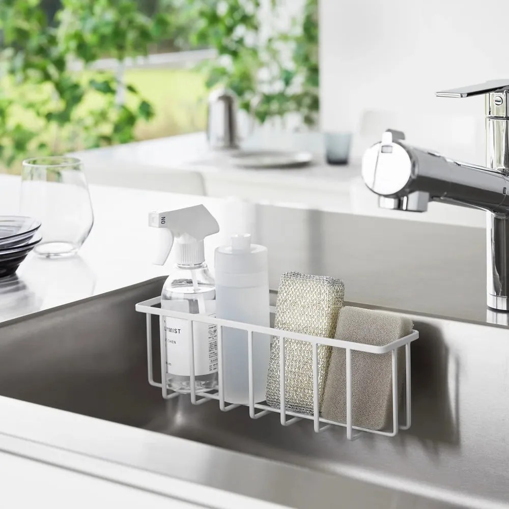 Biely kovový stojan na umývacie prostriedky bez vŕtania Film Hook – YAMAZAKI