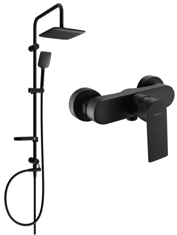 Mexen Sven sprchový set s dažďovou sprchou a sprchovou batériou Royo, čierna matná, 72240262-70