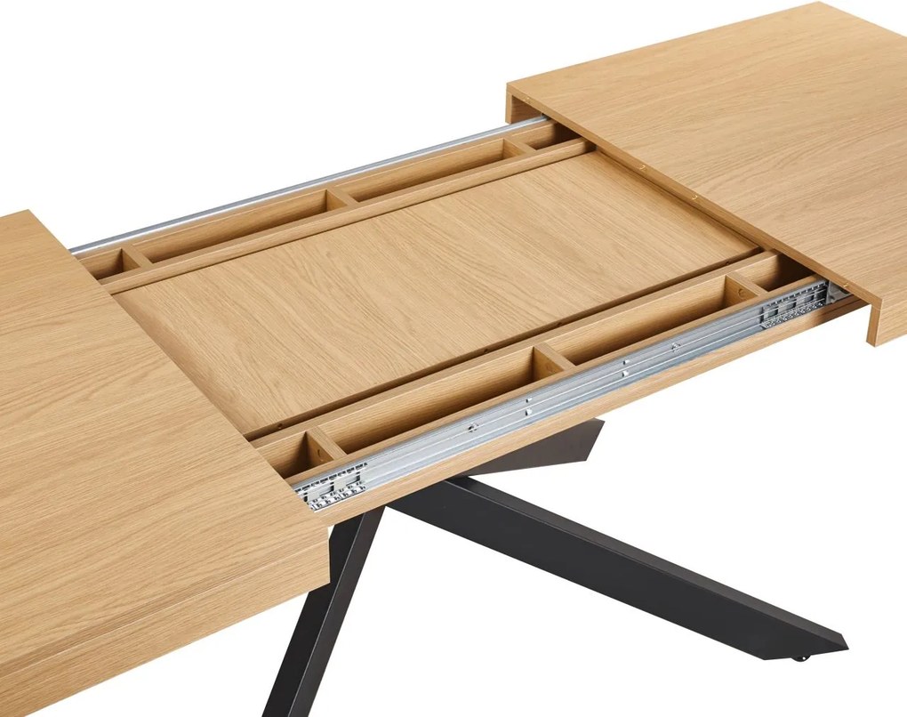 Vintino Rozkladací jedálenský stôl ALONZO 160–240 cm – dub prírodný / čierna oceľ